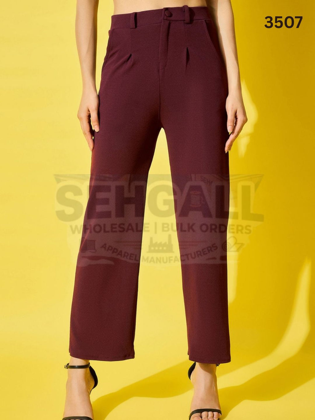 High Waist Solid Formal Women's Trouser Pant-3507