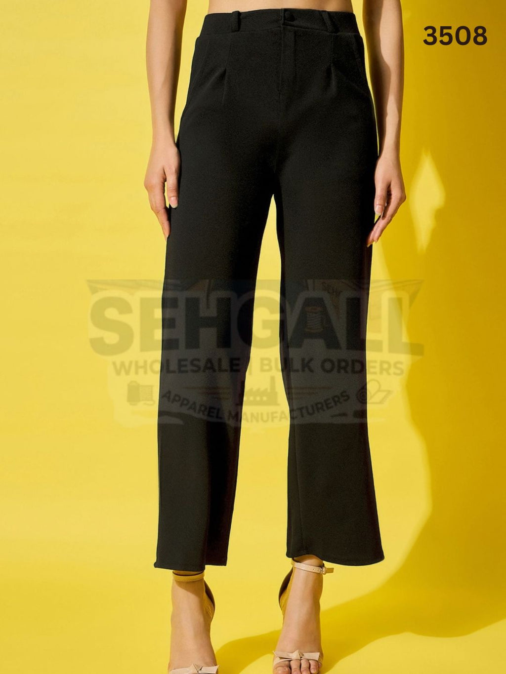 High Waist Solid Formal Women's Trouser Pant-3508