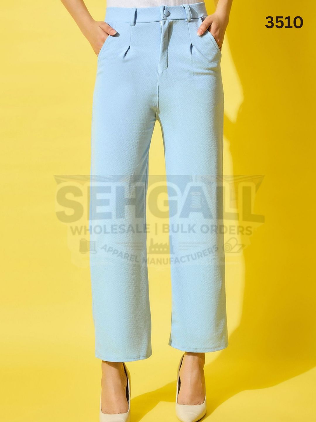 High Waist Solid Formal Women's Trouser Pant-3506