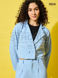Solid Women's Formal and Casual Wear Cropped Blazer-3514