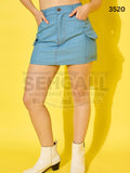 High Waist Casual Women's Denim Cargo Mini Skirt-3520