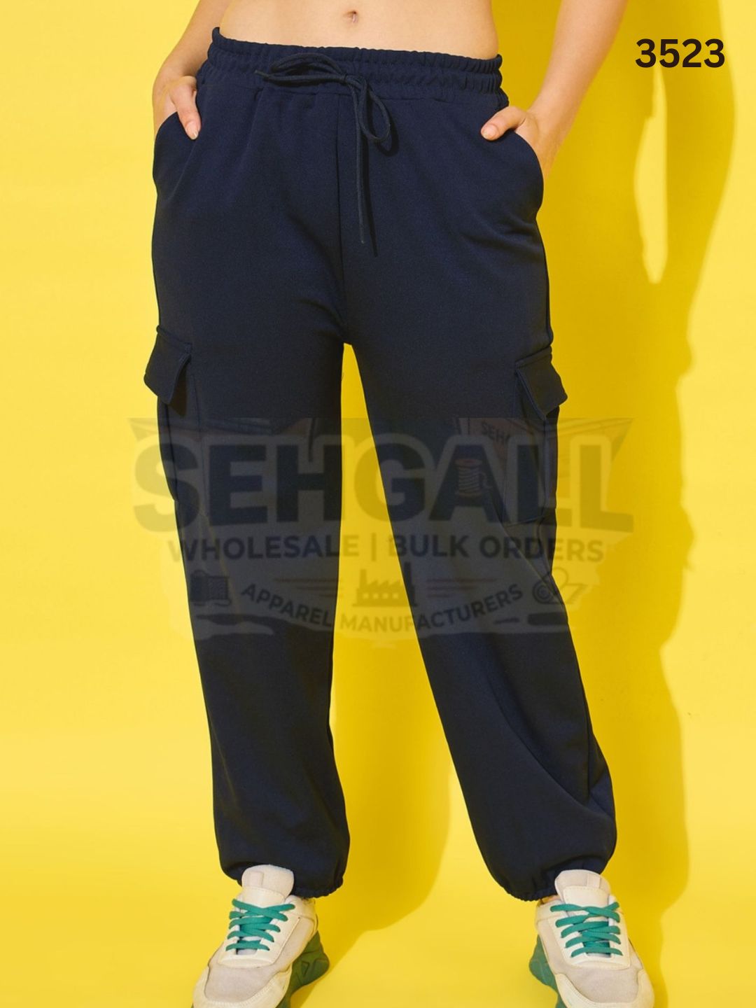 Lycra Blend Women Relaxed Fit Jogger Pant With Pockets-3523
