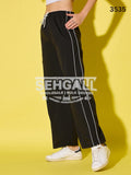 Women's Polyester Jogger Track Pants with Ankle Drawstring-3535