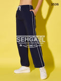 Women's Polyester Jogger Track Pants with Ankle Drawstring-3536