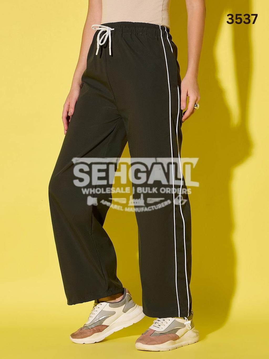 Women's Polyester Jogger Track Pants with Ankle Drawstring-3537