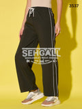 Women's Polyester Jogger Track Pants with Ankle Drawstring-3537