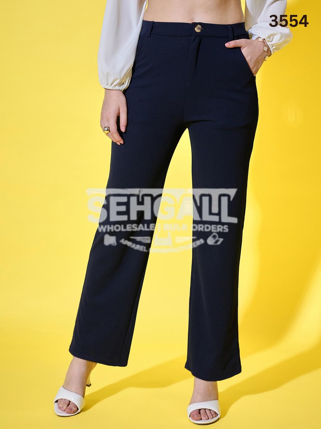 Solid Straight Fit Women’s Formal Trouser Pant-3454