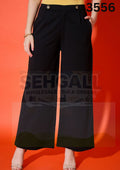 Women Trouser Pants with Gold Button Detail-3556