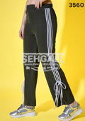 Sporty Women Track Pant with Side Stripes and Ankle Tie Detail-3560