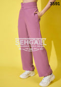Cotton Ribbed Non-Stretchable Women’s Trouser Pant-3591