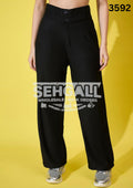 Cotton Ribbed Non-Stretchable Women’s Trouser Pant-3592