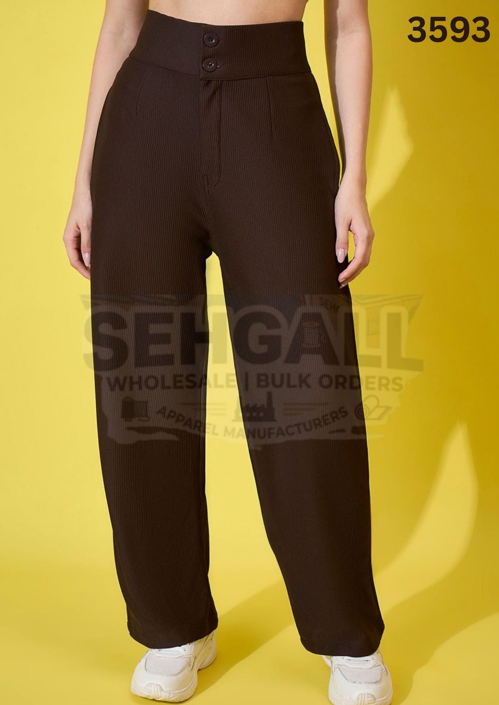 Cotton Ribbed Non-Stretchable Women’s Trouser Pant-3593