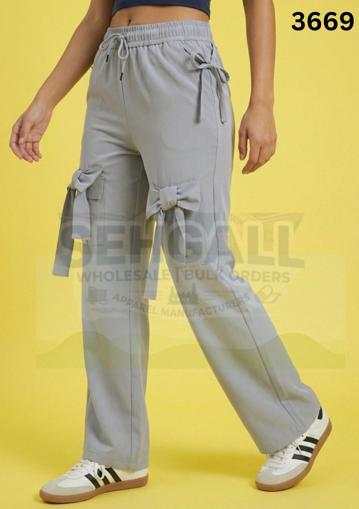 Relaxed Fit Cargo Pants with Bow Pocket Detail -3669