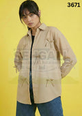 Georgette Bow Detail Oversized Fit Women Shirt-3671