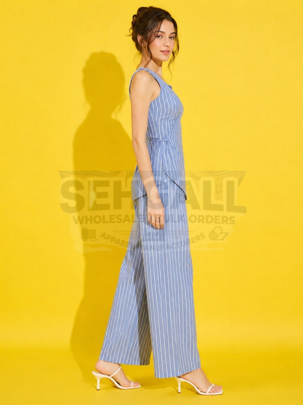 Striped Sleeveless Wrap Co-Ord Set-3730