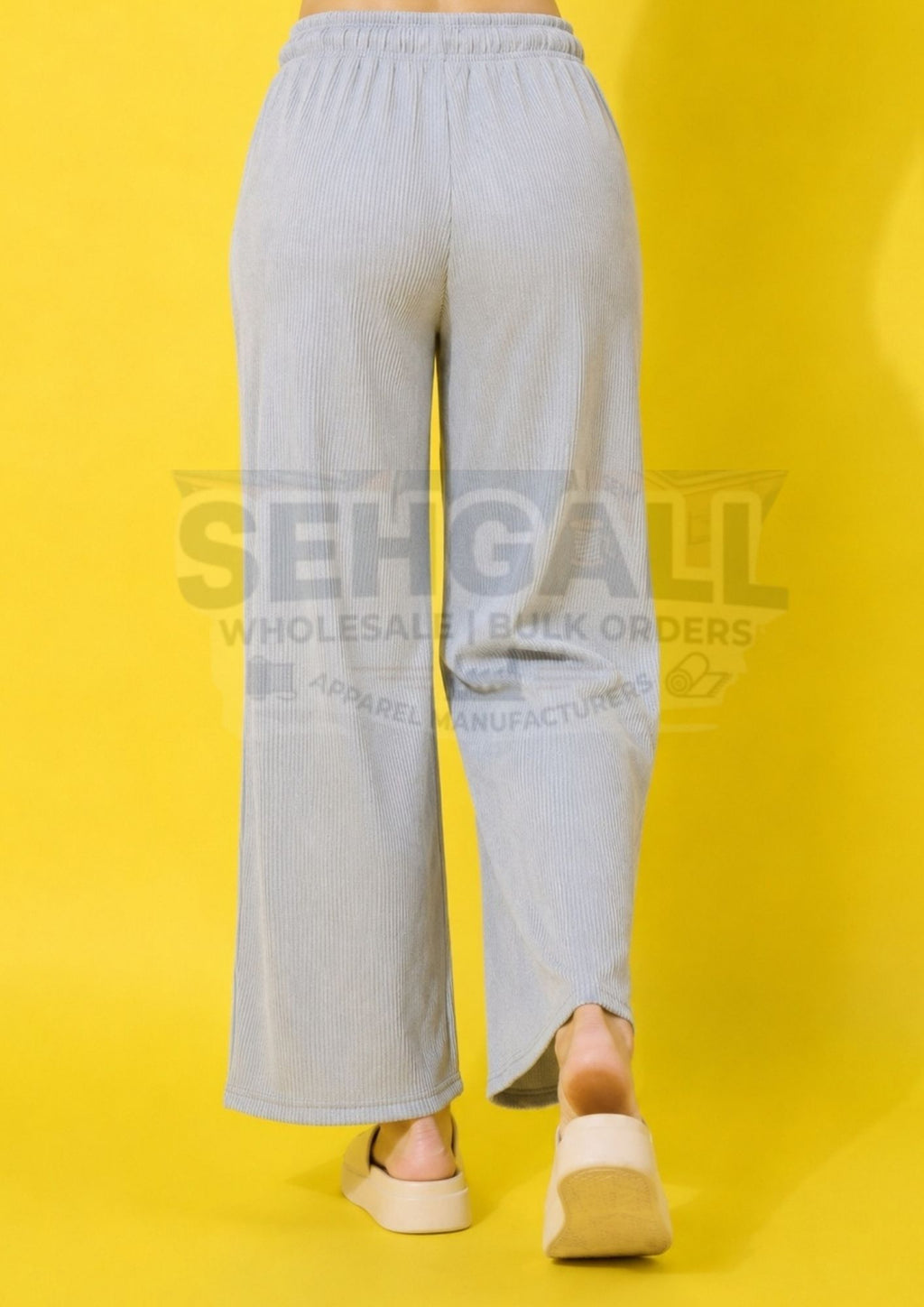 Women's Textured Wide Leg Drawstring Palazzo Pants-3695