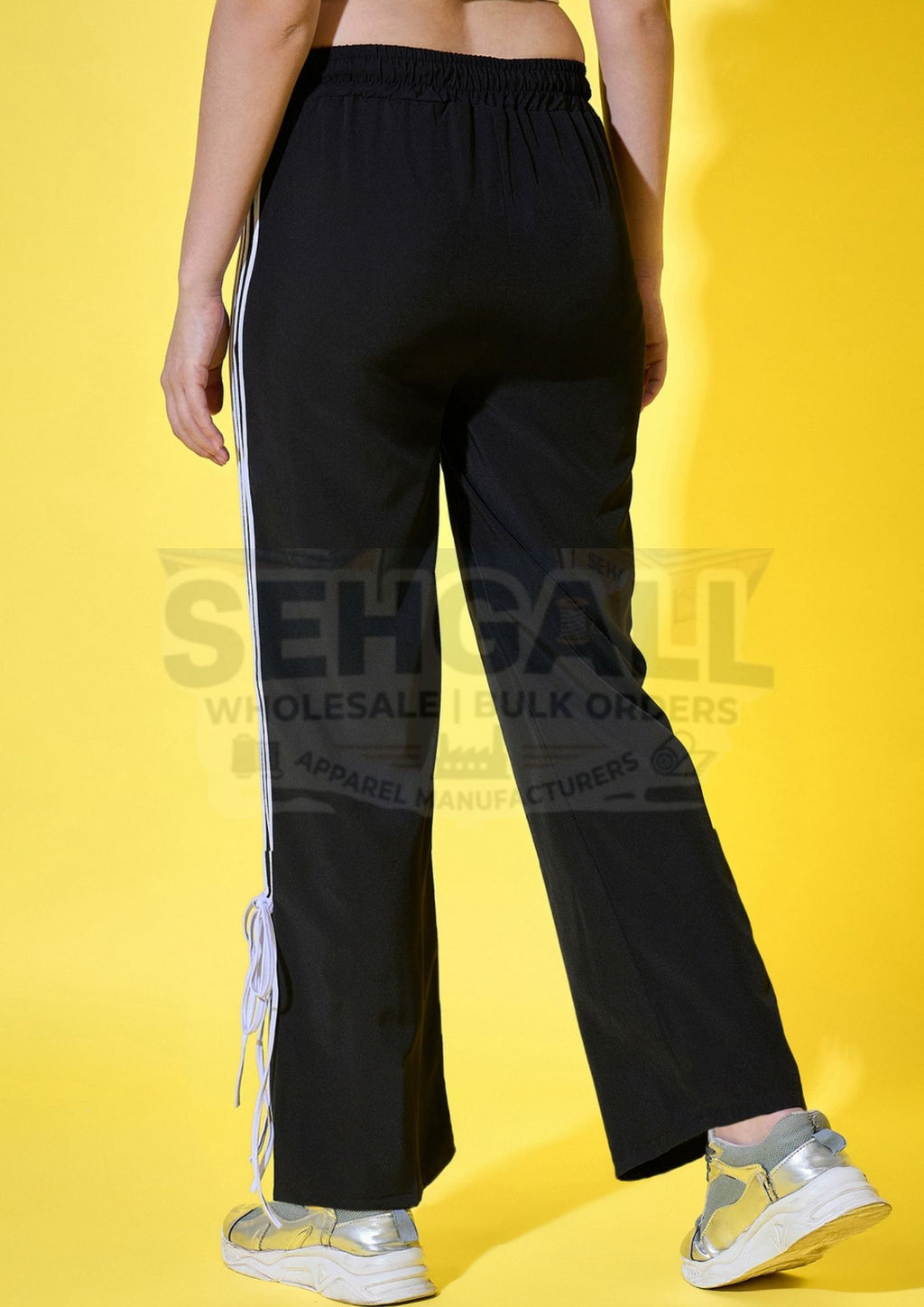 Sporty Women Track Pant with Side Stripes and Ankle Tie Detail-3560