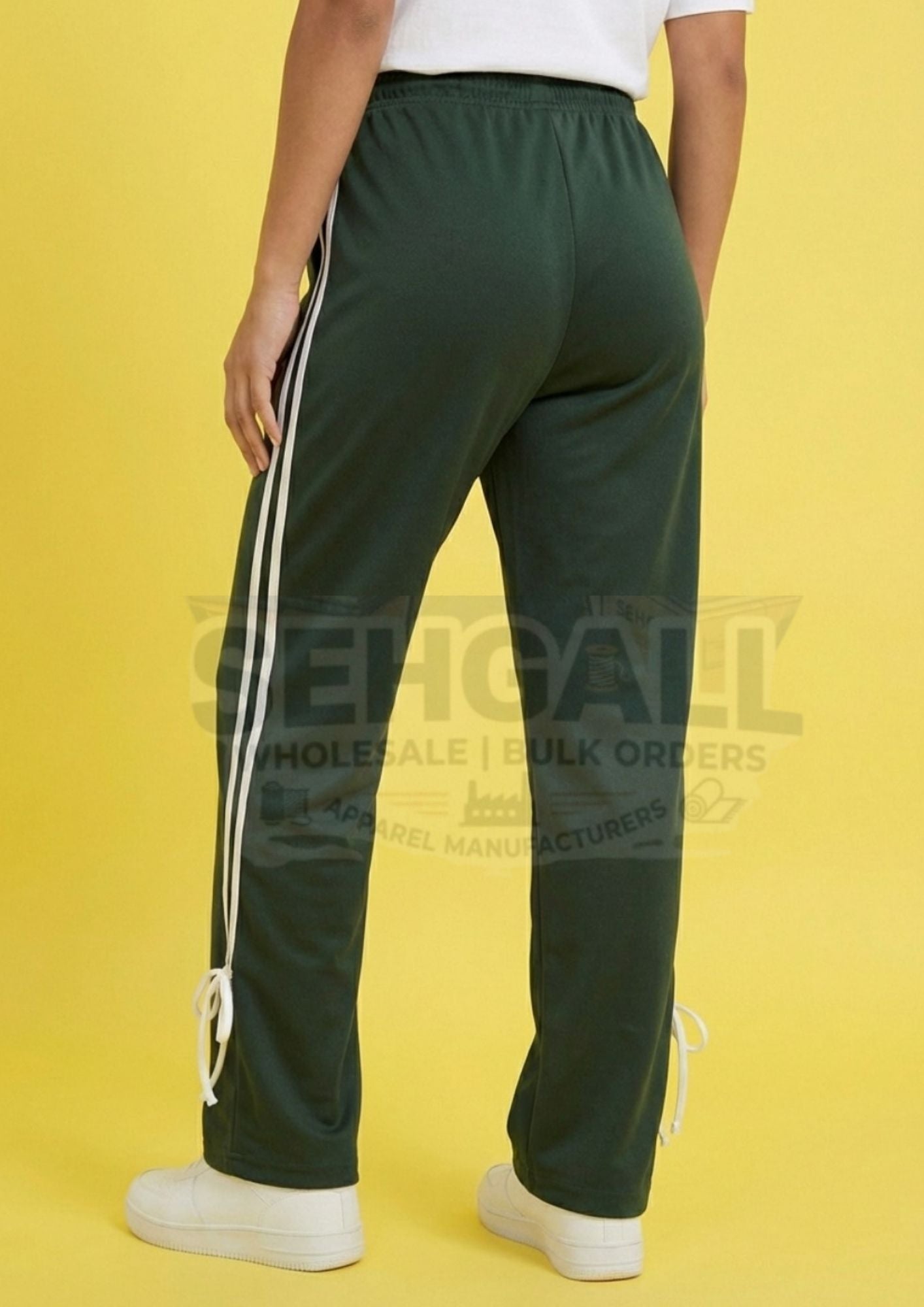 Women's Track Pants with Elastic Waist Side Stripes-3656