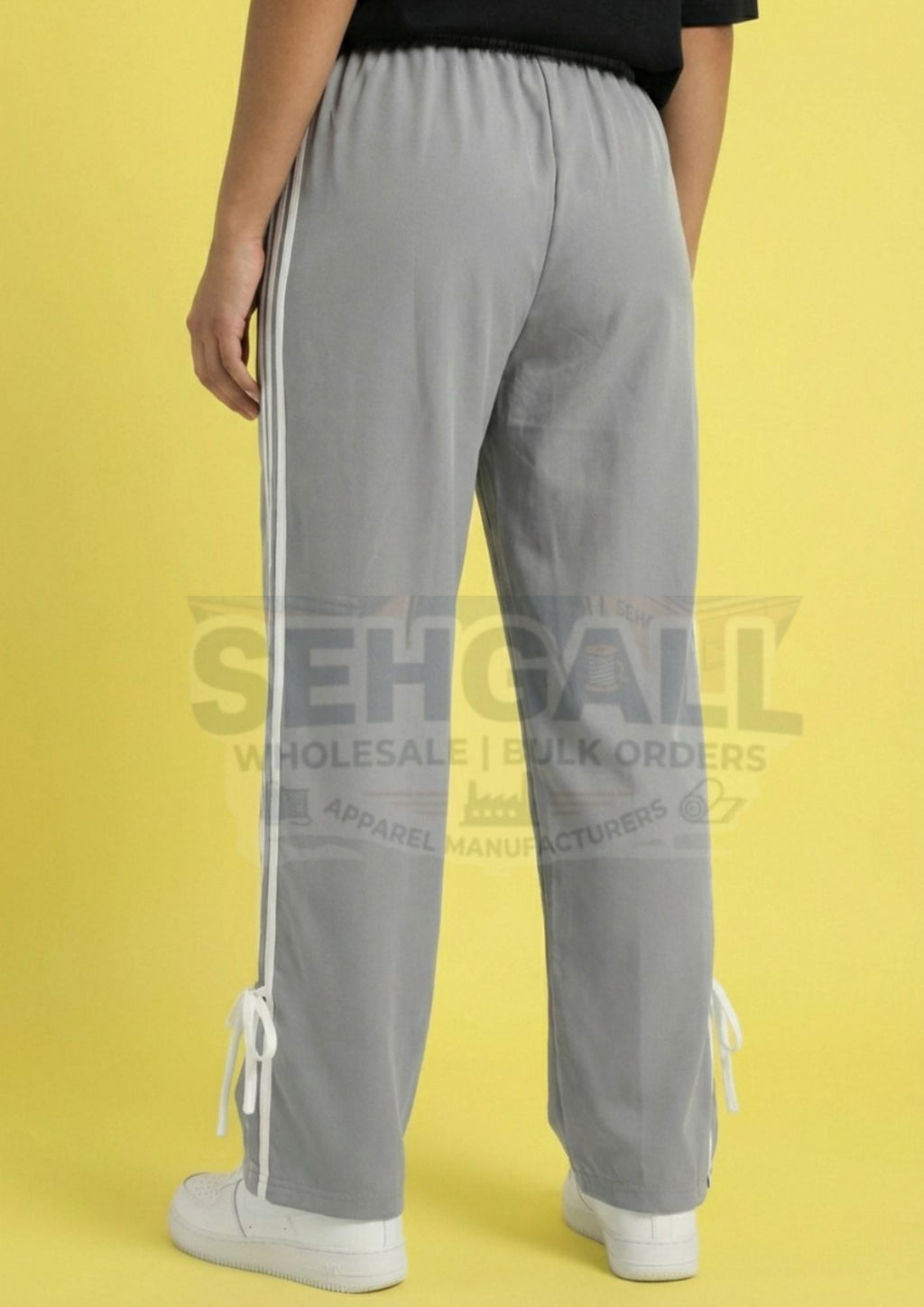 Women's Track Pants with Elastic Waist Side Stripes-3656