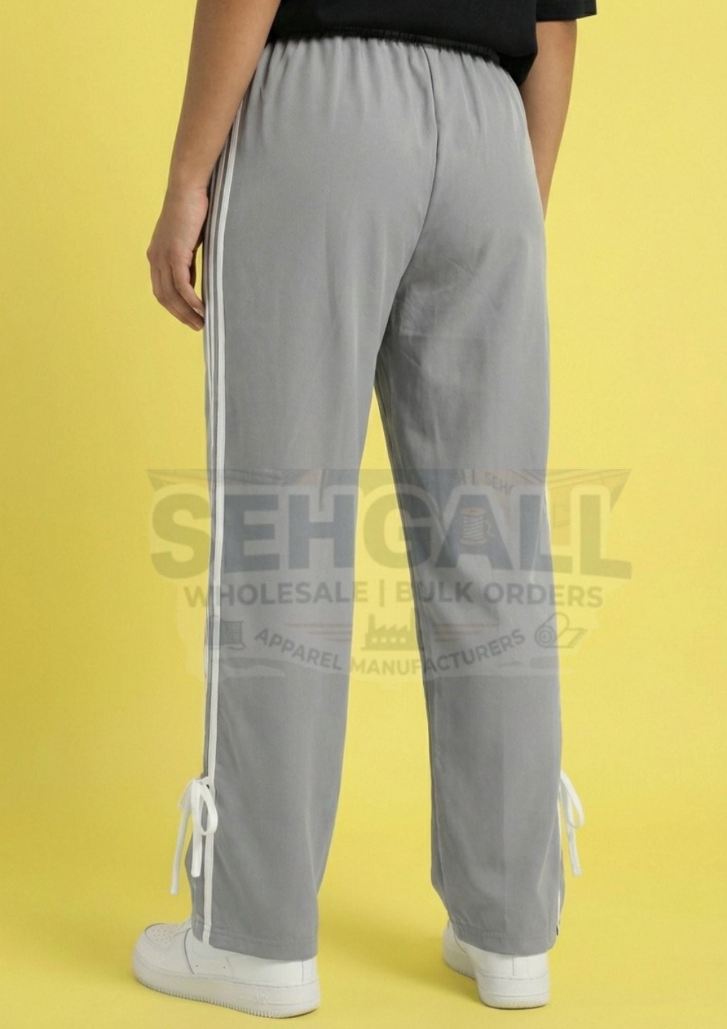 Women's Track Pants with Elastic Waist Side Stripes-3656