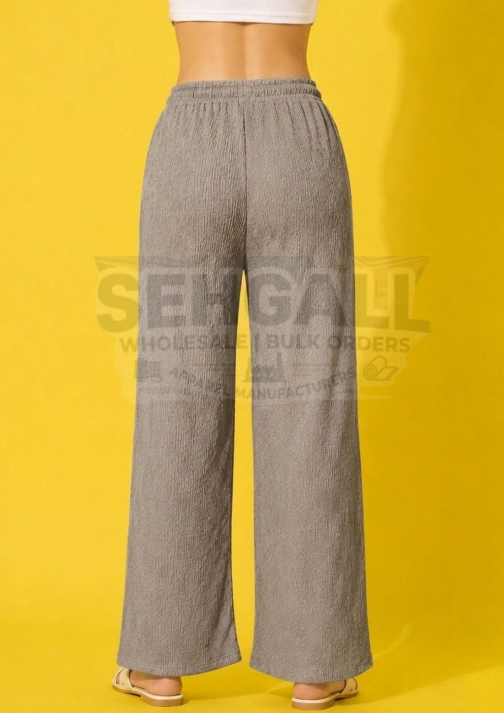 Women's Textured Wide Leg Drawstring Palazzo Pants-3695