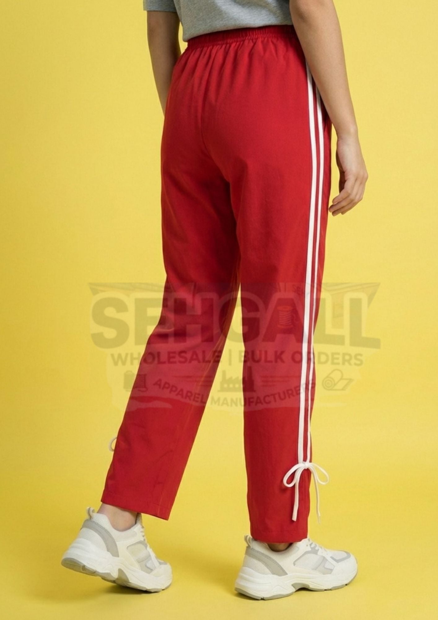 Women's Track Pants with Elastic Waist Side Stripes-3656
