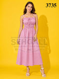 Women Cotton Blue Striped A-Line Maxi Dress-3735