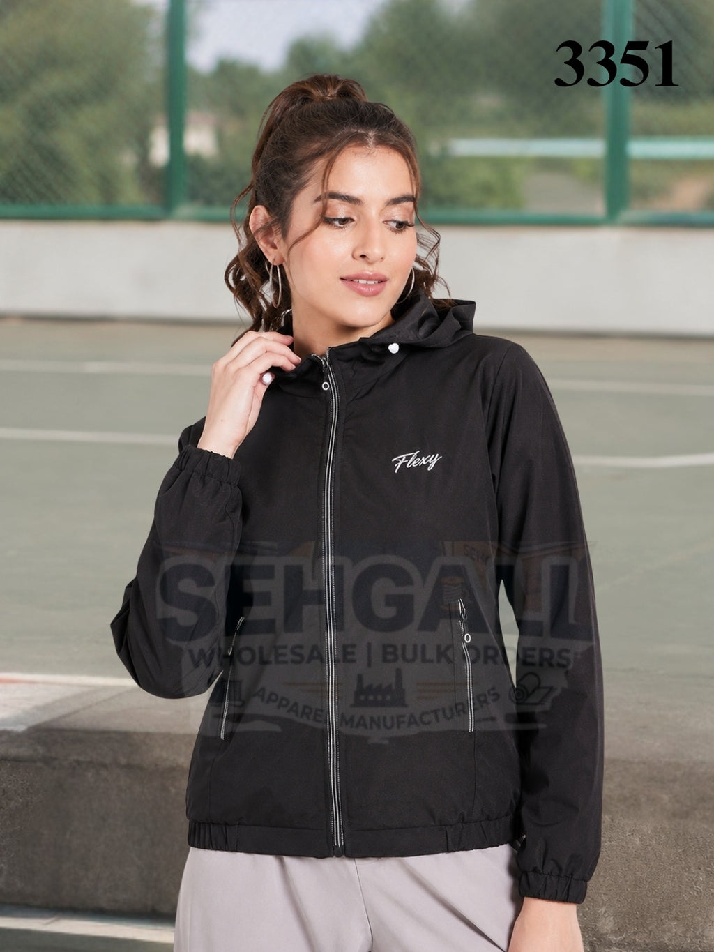 Windcheater Jacket with Detachable Cap and Honeycomb Inner Fabric-3351